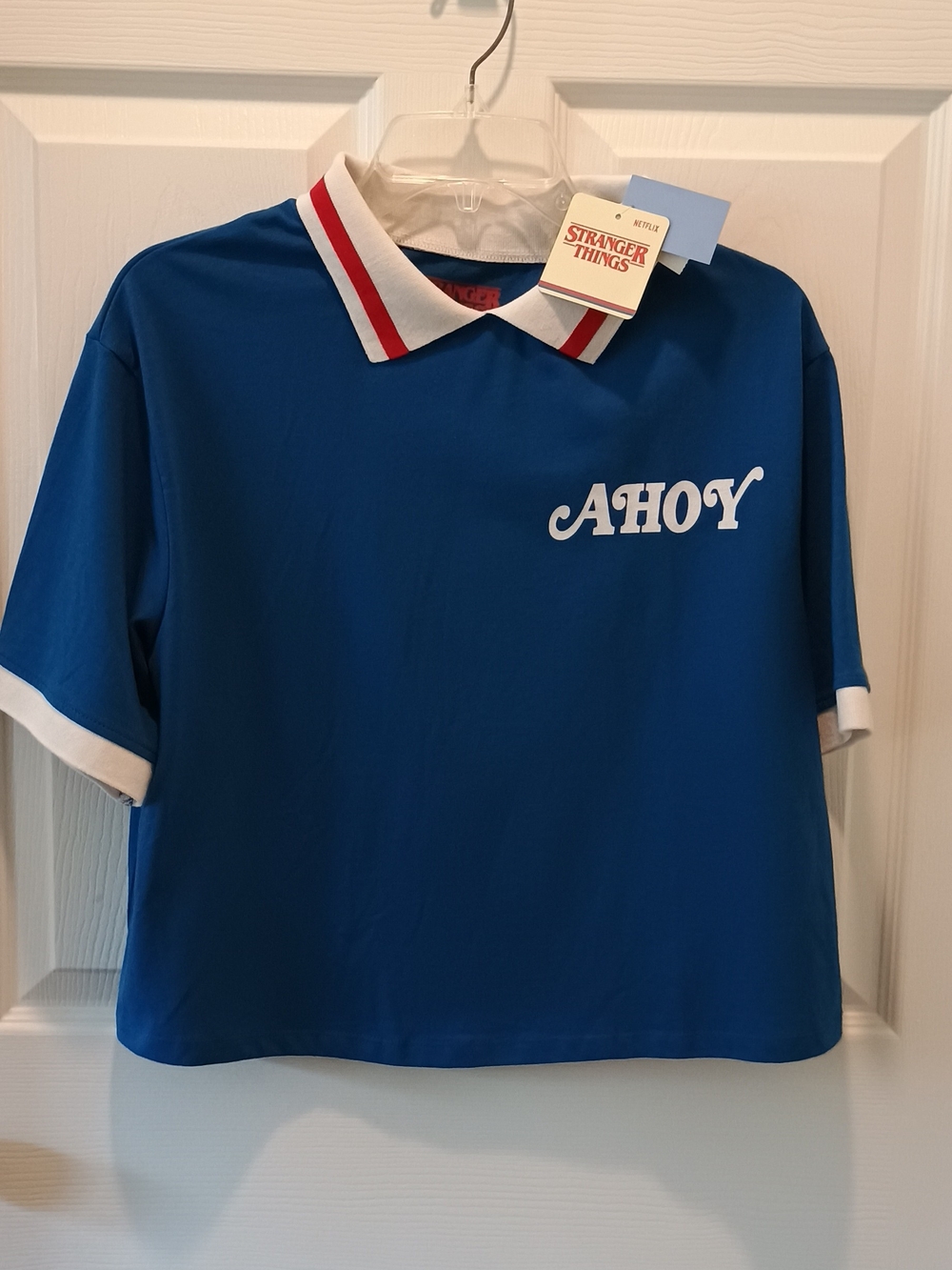 Stranger Things Ahoy Blue Cropped Polo Top